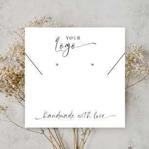 Modernes Schwarz-Weiß-Logo Ohrringe Schmuckstück-D Quadratische Visitenkarte