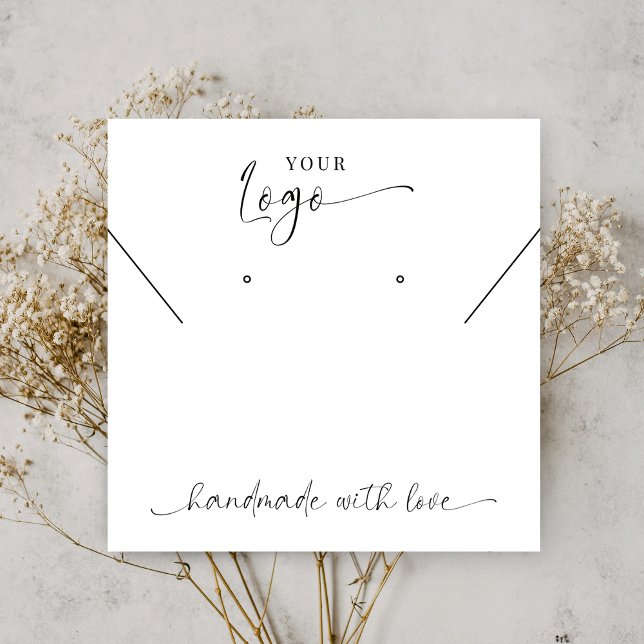 Modernes Schwarz-Weiß-Logo Ohrringe Schmuckstück-D Quadratische Visitenkarte (Von Creator hochgeladen)