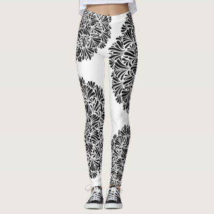 Modernes Schwarz-Weiß-Mandala-Muster Geometrisch Leggings