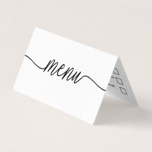 Modernes Schwarz/Weiß-Menü mit einfacher Skriptaus Visitenkarten