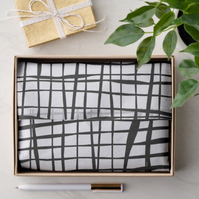 Modernes Schwarz-Weiß-Mesh-Fashion-Papier Seidenpapier (Geschenk)