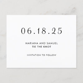 Modernes Schwarz-Weiß-Minimalistisch Save the Date Ankündigungspostkarte