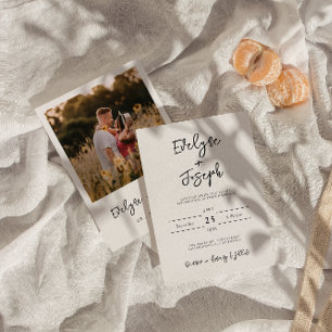 Modernes Schwarz/Weiß Minimalistisches Foto Boho W Einladung