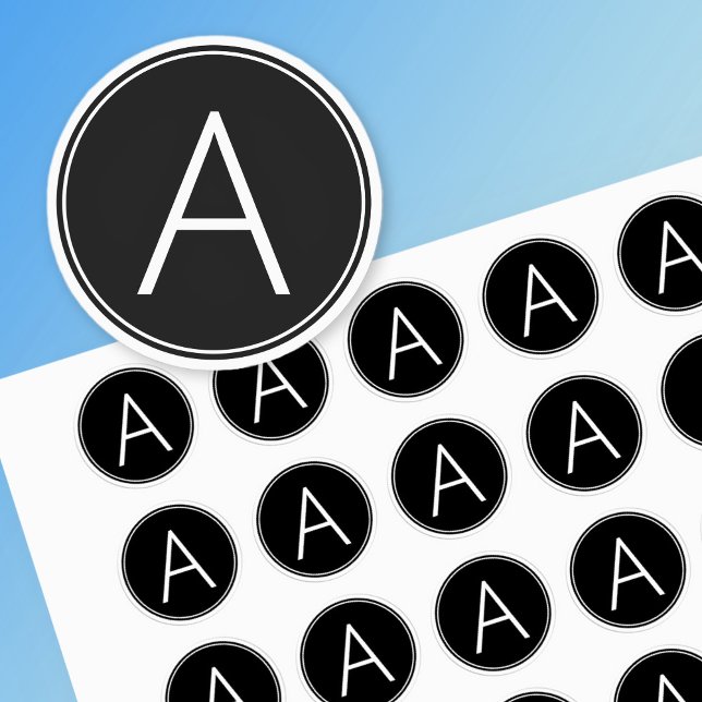 Modernes Schwarz-Weiß-Monogramm Etiketten (Von Creator hochgeladen)