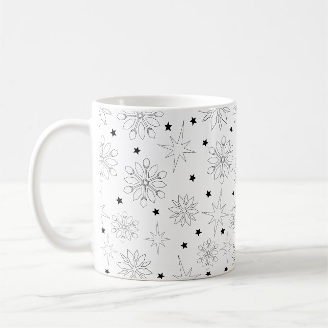 Modernes Schwarz-Weiß-Niedliches Weihnachtsmuster Kaffeetasse (Links)