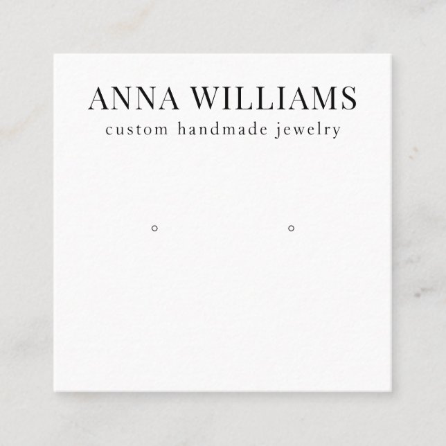 Modernes Schwarz-Weiß-Ohrring-Display Quadratische Visitenkarte (Vorderseite)