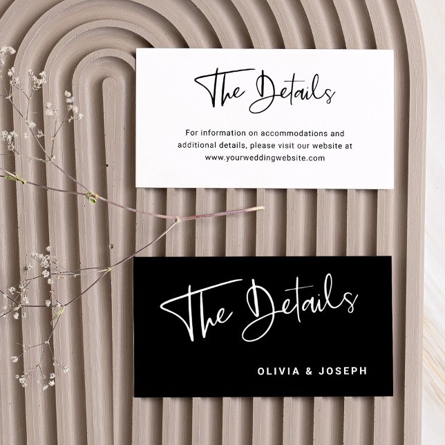 Modernes Schwarz-Weiß-Overlay | Angaben zur Hochze Begleitkarte (Von Creator hochgeladen)