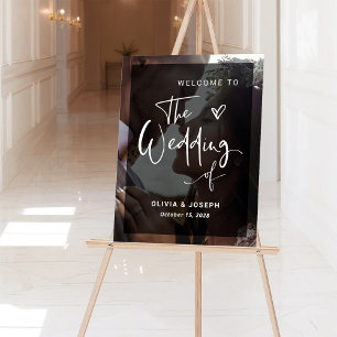 Modernes Schwarz-Weiß-Overlay   Hochzeit von Fotos Acrylschild