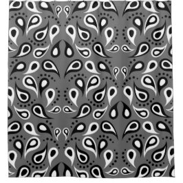 Modernes Schwarz-Weiß-Paisley auf Grau Duschvorhang