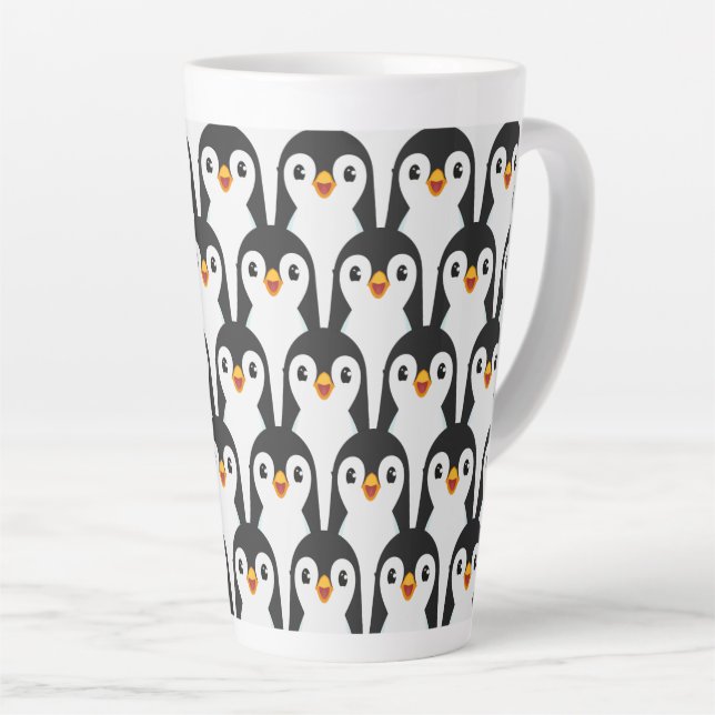 Modernes Schwarz-Weiß-Pinguin-Muster Milchtasse (Rechte Ecke)