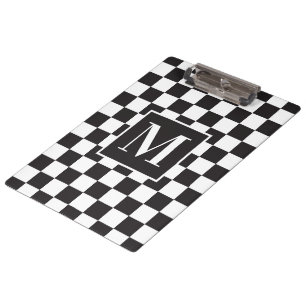 Modernes Schwarz-Weiß-Prüfmuster Klemmbrett