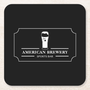Modernes Schwarz & Weiß, Pub/Brauerei Rechteckiger Pappuntersetzer