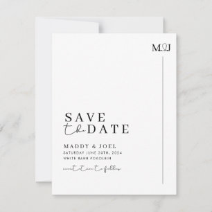 Modernes Schwarz-weiß Save the Date mit Foto MADDY