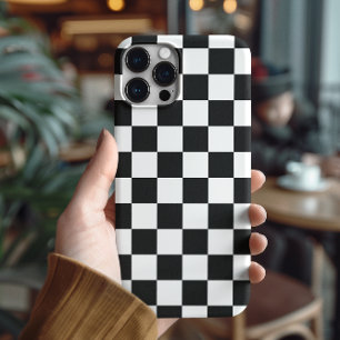 Modernes Schwarz-Weiß-Schachbrettmuster iPhone 16 Hülle