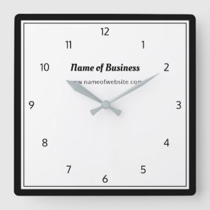 Modernes Schwarz-Weiß-Schlicht, einfach mit Zahlen Quadratische Wanduhr
