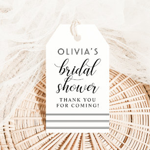 Modernes Schwarz-Weiß-Script-Brautparty Geschenkanhänger