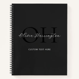 Modernes Schwarz-Weiß-Script-Monogramm Notizbuch