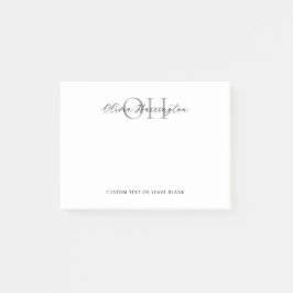 Modernes Schwarz-Weiß-Script-Monogramm Post-it Klebezettel