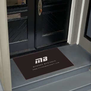 Modernes Schwarz-weiß-Sporty-Minimal-Monogramm Fußmatte