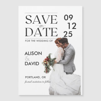 Modernes Schwarz-Weiß-Template Save the Date Magneteinladung