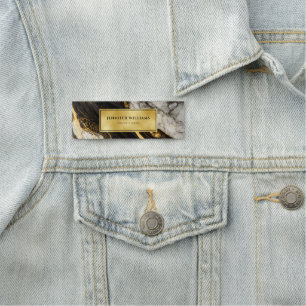 Modernes Schwarz-weiß- und Goldmarmor Namensschild