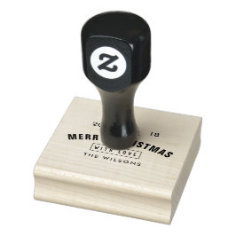 Modernes Schwarz-Weiß-Weihnachtslogo-Geschenk Gummistempel