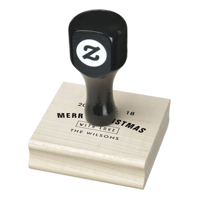 Modernes Schwarz-Weiß-Weihnachtslogo-Geschenk Gummistempel (Stempel)