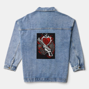 "Modernes Schwarz-Weiß-Zeichn eines Rauchers" Jeansjacke