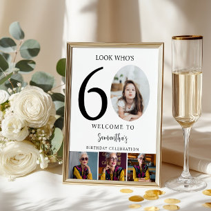 Modernes Schwarz-weißes 4-Foto 60. Geburtstag Will Poster