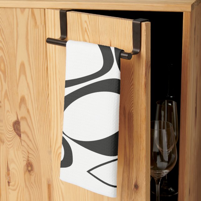 Modernes Schwarz-weißes Abstraktes Design Geschirrtuch (Drittel gefaltet)