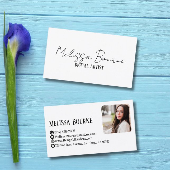 Modernes Schwarz-weißes, Berufliches Foto Visitenkarte (Von Creator hochgeladen)