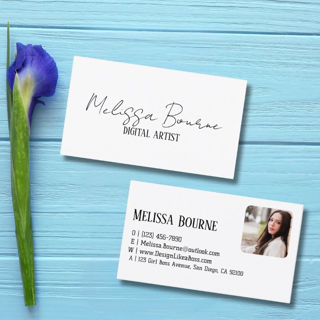 Modernes Schwarz-weißes, Berufliches Foto Visitenkarte (Von Creator hochgeladen)