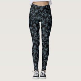 Modernes Schwarz-weißes Blumenmuster Leggings