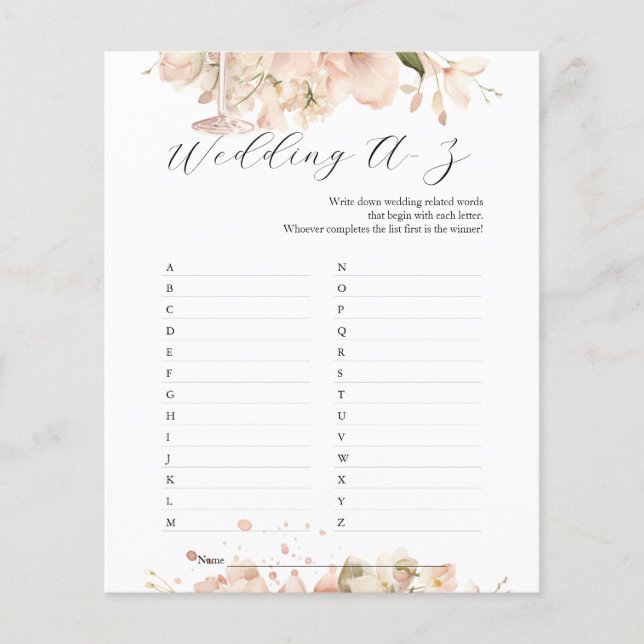 Modernes Schwarz-weißes Brautparty Hochzeit A-Z Ga Flyer (Vorne)