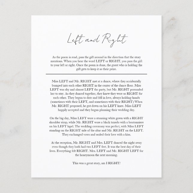 Modernes Schwarz-weißes Brautparty Verlassen Recht Flyer (Vorne)