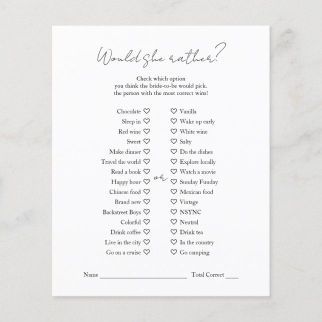 Modernes Schwarz-weißes Brautparty würde sie eher Flyer (Vorne)