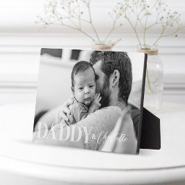 Modernes Schwarz-weißes Foto Daddy & Baby Name Fotoplatte