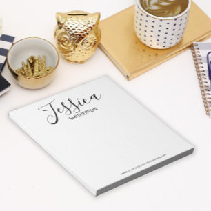 Modernes Schwarz-weißes Full Name Trendy Stylish Notizblock