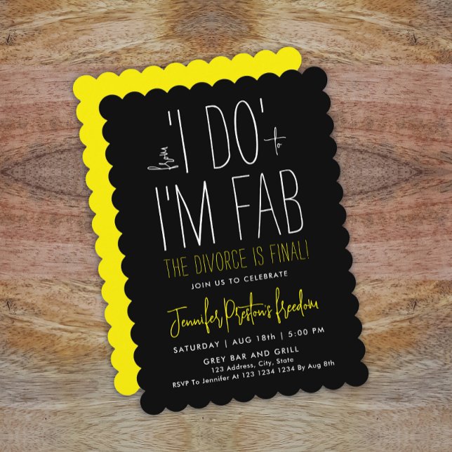 Modernes, Schwarz-weißes, gelbes Party Einladung (Von Creator hochgeladen)