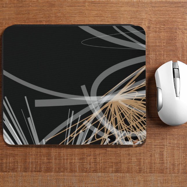 Modernes Schwarz-weißes Gold Abstract Design Mousepad (Von Creator hochgeladen)