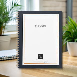 Modernes Schwarz-weißes Gold mit Business-Logo Planer