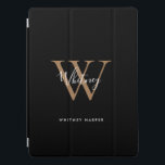 Modernes Schwarz-weißes Gold Script Monogram Name  iPad Pro Hülle<br><div class="desc">Elegante moderne schwarze Gold und weiße Skript Monogramm ipad pro Cover. Sie können den Namen und das Monogramm zunächst personalisieren,  um Ihr eigenes einzigartiges Design zu erstellen. Entwickelt von Thisisnotme©</div>