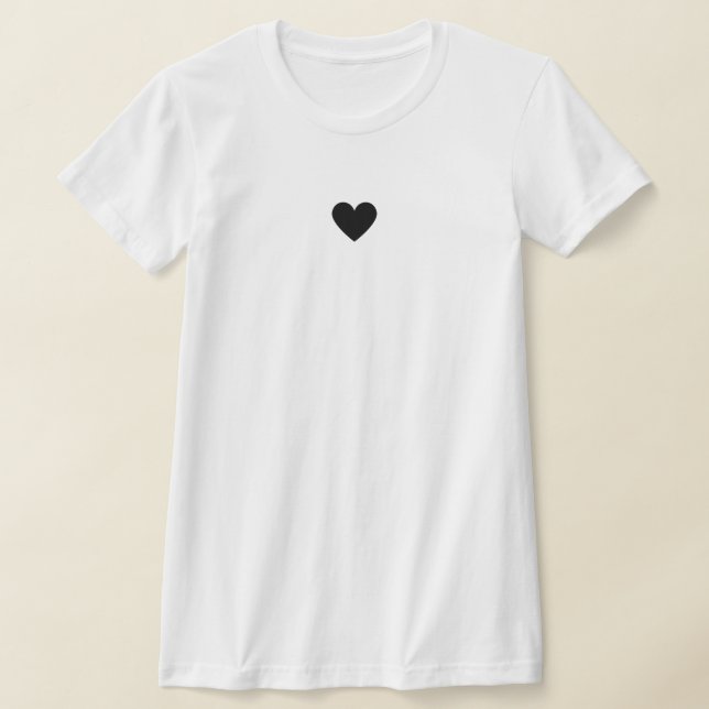 Modernes Schwarz-weißes Herz Stilvolle Chic Liebe  T-Shirt (Ablage )