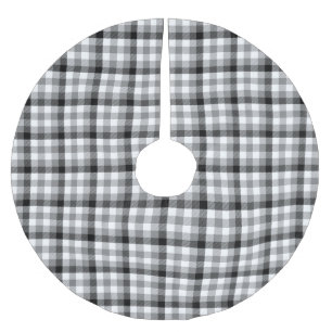Modernes Schwarz-weißes kariertes Gingham-Grafikmu Polyester Weihnachtsbaumdecke