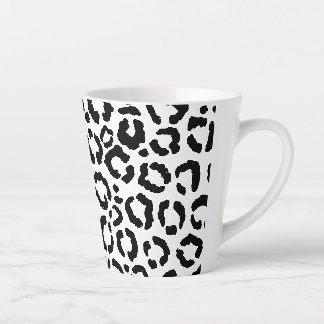 Modernes Schwarz-weißes Leopard-Muster für Tierdru Milchtasse (Rechts)