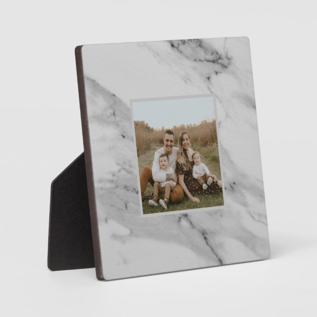 Modernes Schwarz-weißes Marmormuster Fotoplatte (Vorderseite)