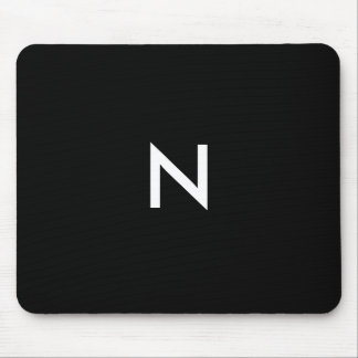 Modernes Schwarz-weißes Minimalistisches Monogramm Mousepad