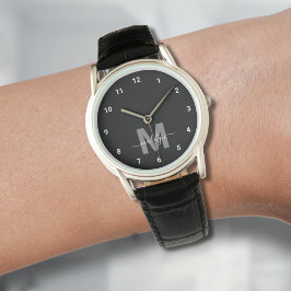 Modernes Schwarz-weißes Monogramm Armbanduhr
