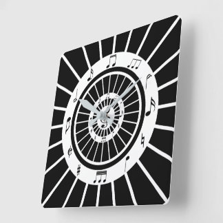 Modernes Schwarz-weißes Notendesign Quadratische Wanduhr