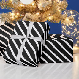 Modernes Schwarz-weißes oblisches Muster Geschenkpapier